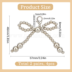 2 paire de breloques pour chaussures en plastique avec nœud papillon et perles d'imitation&nbsp;DIY-SP0002-84C