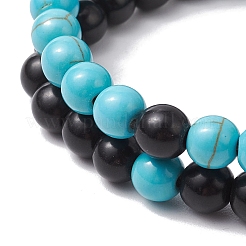 2 Stück 2 Farben gefärbte synthetische türkisfarbene Perlen-Stretch-Armbänder für Frauen und Männer&nbsp;BJEW-JB11552