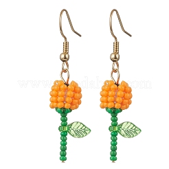 Boucles d'oreilles pendantes en forme de fleur avec perles de rocaille rondes en verre de qualité A&nbsp;EJEW-MZ00451-02