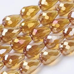Chapelets de perles en verre électroplaqué&nbsp;EGLA-D015-15x10mm-21