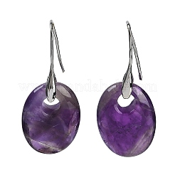 Naturale ametista orecchini pendenti&nbsp;EJEW-C119-04P-09