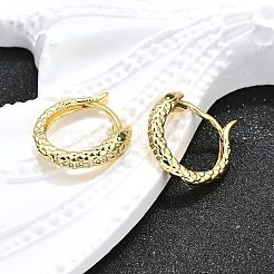 Orecchini a cerchio in ottone con micro pavé di zirconi cubici a forma di serpente&nbsp;EJEW-H157-07G