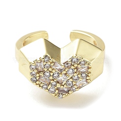 Offene Ringe in Herzform mit Mikropavé-Beschichtung aus klarem Zirkonia aus Messing&nbsp;RJEW-D020-09G