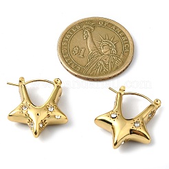 Pendientes de aro de acero inoxidable 304 con micropavé de circonita cúbica transparente para mujer&nbsp;EJEW-B112-02G-04