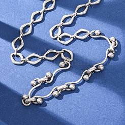 Collane vintage a catena mista con maglie a rombo in acciaio inossidabile 304&nbsp;NJEW-C115-08AS