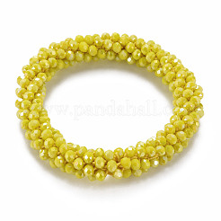 Bracelets extensibles en perles de verre opaque facettées plaquées couleur ab&nbsp;BJEW-S144-003D-06