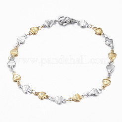 304 Edelstahl Herz Gliederkette Schmuck-Sets&nbsp;SJEW-H103-02GP