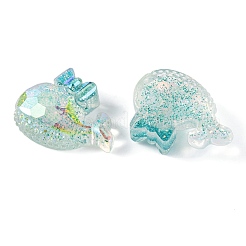 Balena in resina epossidica trasparente con cabochon decoden con fiocco&nbsp;CRES-M034-04B