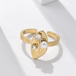 Manschettenringe aus 304er Edelstahl mit Zirkonia für Damen&nbsp;RJEW-D302-02G-07