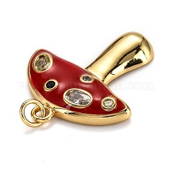 Pendenti con micro pavé di zirconi cubici in ottone placcato oro 18k a tema autunnale&nbsp;X-ZIRC-L100-019G-G