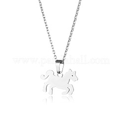 Colliers avec pendentif cheval en acier inoxydable&nbsp;PW-WG456C5-01