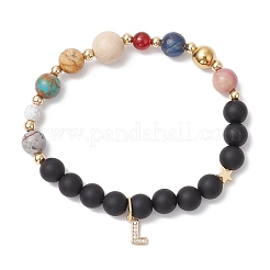 Bracelets extensibles de perles de pierres précieuses mélangées rondes naturelles&nbsp;BJEW-JB11237