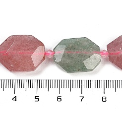 Brins de perles de quartz fraise naturelles rouges et vertes&nbsp;G-B125-P28-01