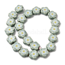 Perline di porcellana smaltata con stampa floreale margherita&nbsp;PR-CBA03B0-04B