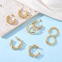Boucles d'oreilles à griffes multicouches en acier inoxydable pour femmes&nbsp;JE1102A