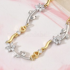 Pulseras de cadena de eslabones de circonita cúbica micropavé de latón para mujer&nbsp;BJEW-C156-04B-05GP