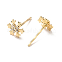 Schneeflocken-Ohrstecker aus klarem Zirkonia&nbsp;EJEW-P199-23G