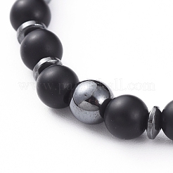 Bracelets extensibles en hématite synthétique non magnétique unisexe&nbsp;BJEW-JB04945-04