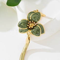 Sommer Strand Legierung gelb grün Emaille Blume flache Schlange Kette Fußkettchen für Frauen&nbsp;FS-WGA3212-01