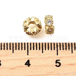 Flache runde messing micro pave zirkonia spacer perlen&nbsp;KK-L230-02G-01