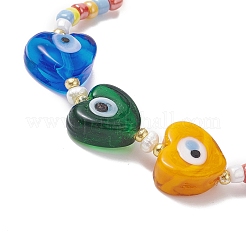 3pcs 3 estilo corazón y flor y mano de hamsa murano y pulseras elásticas con cuentas de semillas&nbsp;BJEW-JB09372