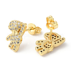Klare Bären-Ohrstecker mit kubischen Zirkonia&nbsp;EJEW-R149-02G