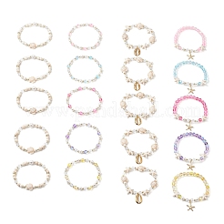 20 pulsera elástica de 20 estilos con cuentas de concha&nbsp;BJEW-JB11996