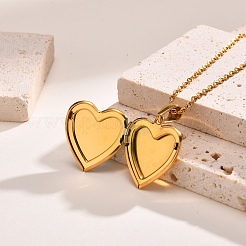 Edelstahl Pavé natürliche Paua-Muschel Liebe Herz Pfirsich Medaillon Anhänger Kabel Kette Halsketten für Frauen&nbsp;PW-WG7AB06-01