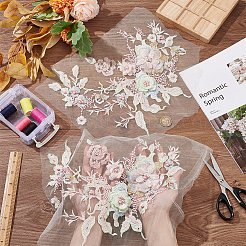 Accesorios de adornos bordados de poliéster con cuentas de flores 3d&nbsp;DIY-WH0622-001A