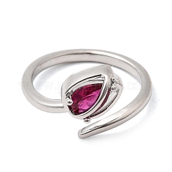 Anillos abiertos de latón con micropavé de circonitas cúbicas para mujer&nbsp;RJEW-L343-01P-04