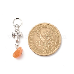 7 pièces 7 styles pendentifs en alliage de copeaux de pierre mélangés naturels et synthétiques de chakra&nbsp;PALLOY-JF01778-03