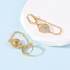 Herz Messing Micro Pave Creolen aus klarem Zirkonia&nbsp;EJEW-F384-07G