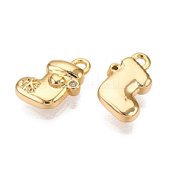 Breloques en laiton micro pavées et zircones cubiques transparentes sur le thème de Noël&nbsp;KK-T073-16G