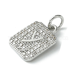 Placage de crémaillère en laiton micro pavé breloques en zircone cubique claire&nbsp;KK-G501-01Y-P