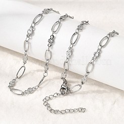 Colliers à maillons floraux en acier inoxydable 304 pour femmes&nbsp;NJEW-A046-02C-P