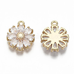 Vrais pendentifs en laiton plaqué 18k or véritable micro pavé zircone cubique&nbsp;KK-S360-043A-NF