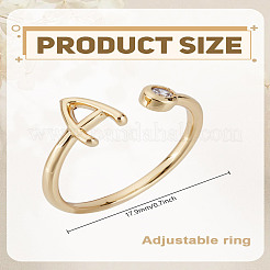 1 bague ouverte en laiton micro pavée avec zircone cubique transparente pour femme&nbsp;RJEW-LP0002-37A