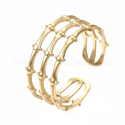 Anillo de puño abierto con forma de bambú de acero inoxidable 304&nbsp;RJEW-T023-04G