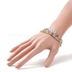 Set di braccialetti elasticizzati con perline in acrilico e semi di vetro da 4 pezzo e 4 stile per le donne&nbsp;BJEW-JB08619