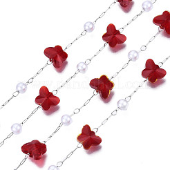 Farfalla di vetro e catene di perline in plastica abs&nbsp;CHS-N003-02-02