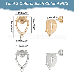 4 par de pendientes de botón de acero inoxidable 304 de 2 colores&nbsp;STAS-UN0038-08