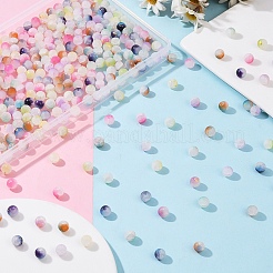 270 Stück 9 Farben mattierte Backfarbe Crackle-Glasperlen mit Glitzerpulver&nbsp;DGLA-YW0001-34