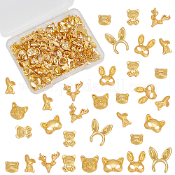 Olycraft Alloy Cabochons, Epoxy Resin Supplies Filling Accessories, for Resin Jewelry Making, Mixed Shapes, Golden, 120pcs/box