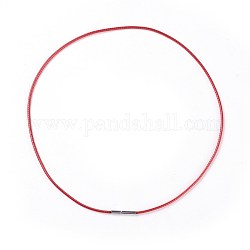 Gewachstes Polyester Schnur Halskette machen, 304 mit Edelstahlklammern, rot, 19.84 Zoll (50.4 cm), 2 mm