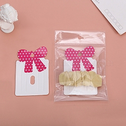 Papier Haarspange Display-Karten, Rechteck mit Bowknot, tief rosa, 7.9x5x0.04 cm, Bohrung: 6 mm