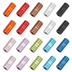 Pandahall Elite 20 pièces 10 couleurs boucles de lacets sans attaches en aluminium, fermoirs à vis, colonne, couleur mixte, 18x8mm, Trou: 3.5mm, 2 pcs / couleur