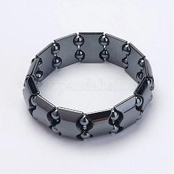 Non-Magnetic Synthetic Hematite Stretch Bracelets, Grade A, 2-1/4 inch(56mm)