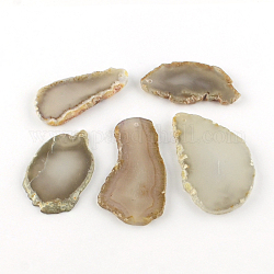Forma mista tinto naturale agata pietra preziosa grandi ciondoli, grigio, 39~85x26~62x5~6mm, Foro: 2 mm