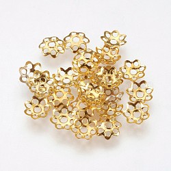 Chapeaux de perles en fer à pétales multiples, fleur, or, 6x1.5mm, Trou: 1mm