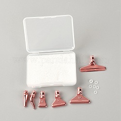 Set di teste di penna appiccicose diamantate in lega di zinco, con anelli in silicone e scatola di plastica, oro roso, 0.5~2.2x0.5~3.6x0.1~0.7cm, diametro interno: 0.2 cm, 17 pc / set